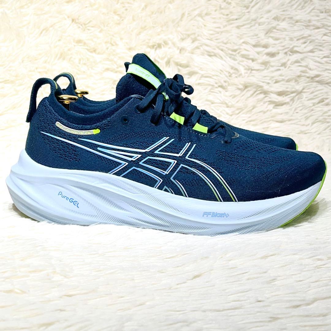 極美品☆アシックス ゲルニンバス26 ブルー 26.5㎝ ランニング ジョギング