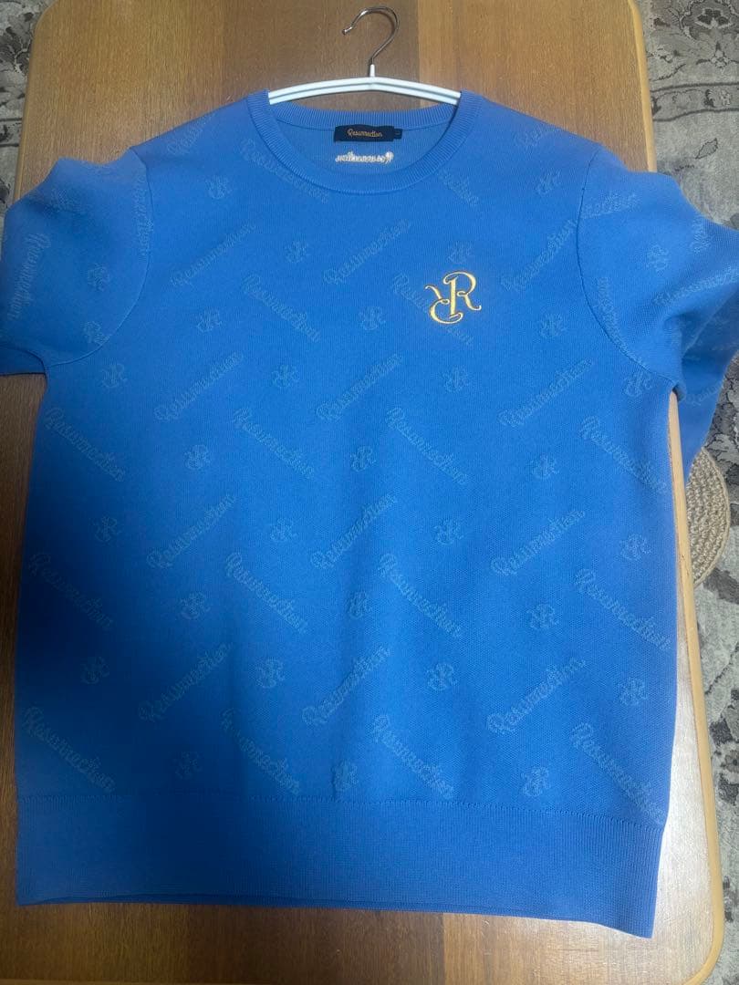 美品 Resurrection レザレクション 総柄ニット L ブルー