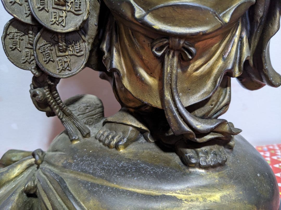 ⭐️中国銅器 仏像 布袋像 縁起置物 唐金 宣徳銅 桃 瓢箪 招運 銅製 骨董品
