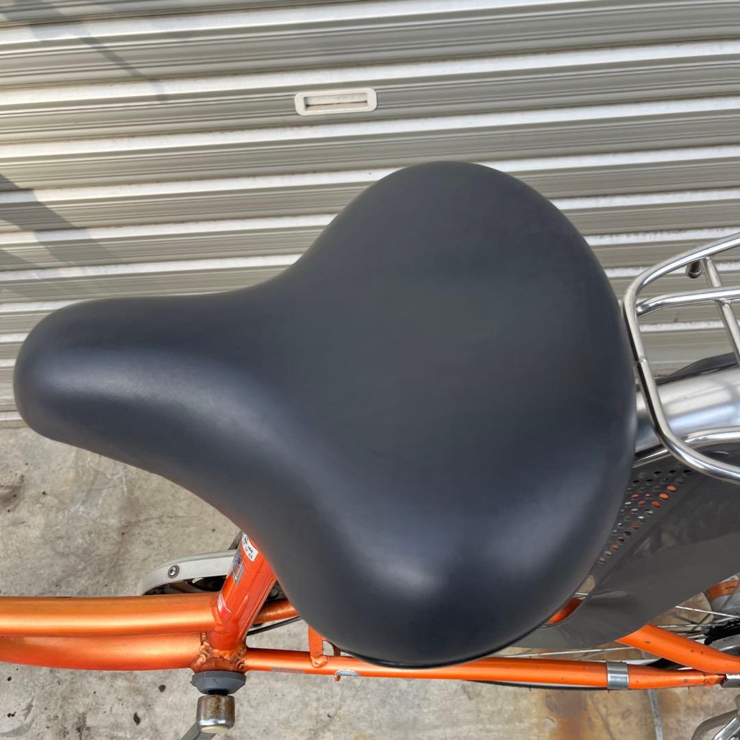 26インチオレンジ シティサイクル 前バスケット付き