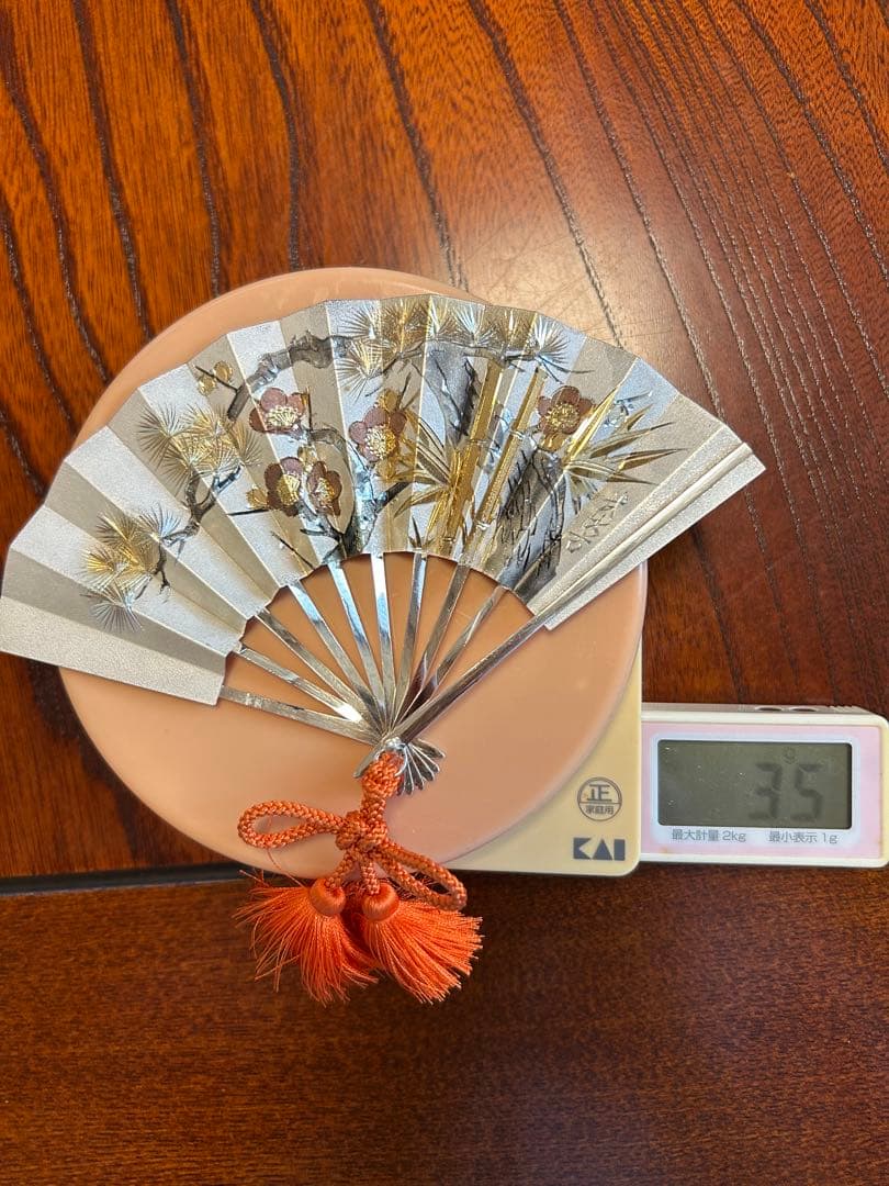 ゆうこです。 武比古作、純銀扇、松竹梅