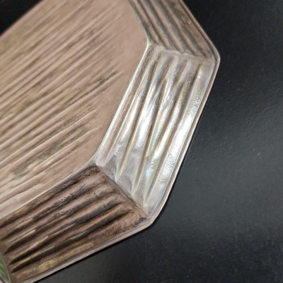 純銀　南陵八角盆 金工師 木村清五郎造 共箱 共布 栞 264.43g 茶道具