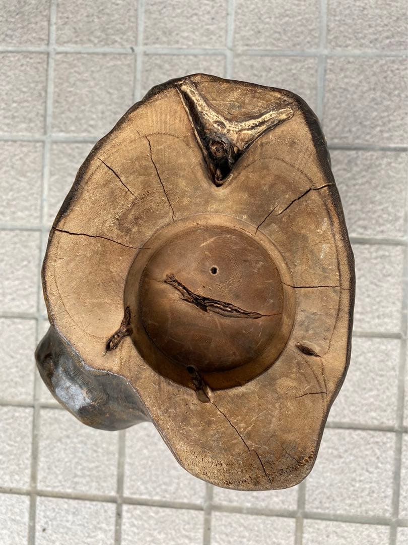 ヴィンテージ・天然木製.水盤.オブジェ! レア! 昭和レトロ! 未生流!