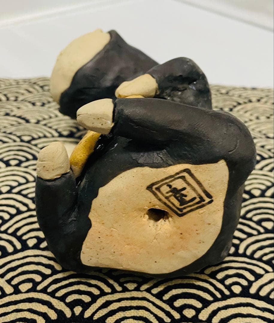 未使用品有田焼童工房陶器製 牛の置物 屏風＊マット付き木箱付き