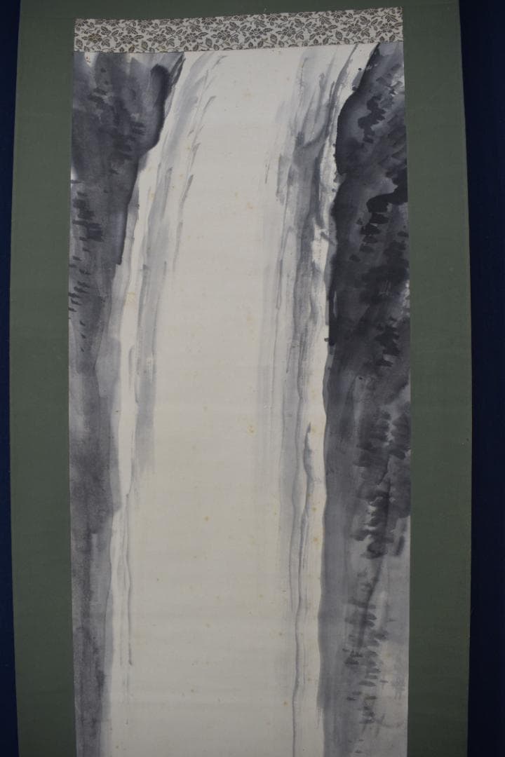 【真作】山田秋坪/瀑布図/滝之図/掛軸☆宝船☆Z-136