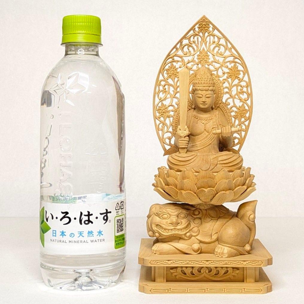 【セール・新品】 普賢菩薩　文殊菩薩　柘植　総高さ約21.5㎝　仏像