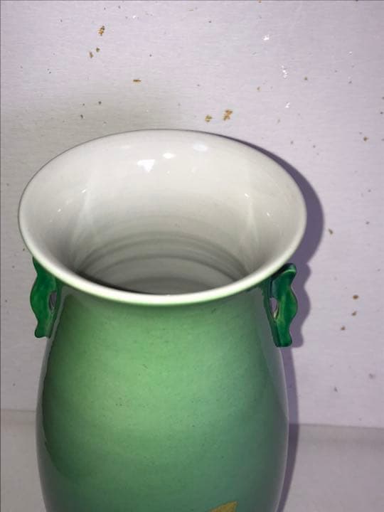 吉田美統 【釉裏金彩 耳付き 花瓶 椿文】約25cm 共箱 共布 陶歴付き Y9