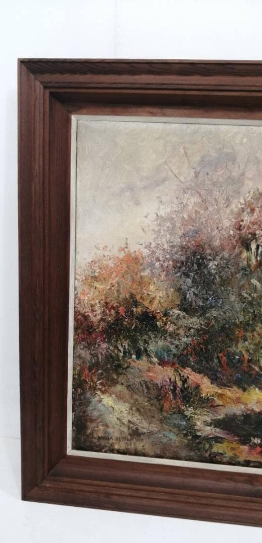 1【真作】アンナ・オルシェウスカ 油彩 1988年 ポーランド 風景画 自然