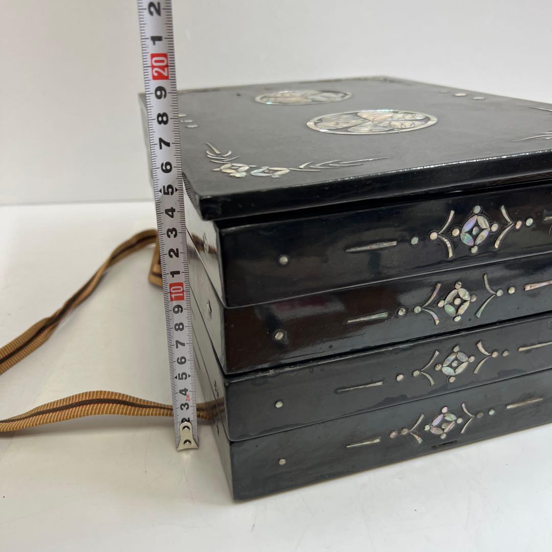 時代　木彫螺鈿印籠、宝石四段ケース　32×23×16㎝東Y8-02101F☆2F