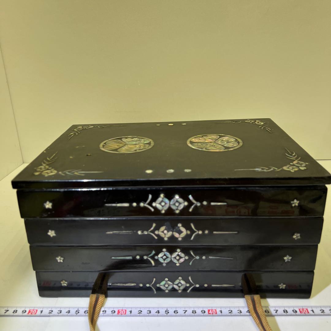 時代　木彫螺鈿印籠、宝石四段ケース　32×23×16㎝東Y8-02101F☆2F