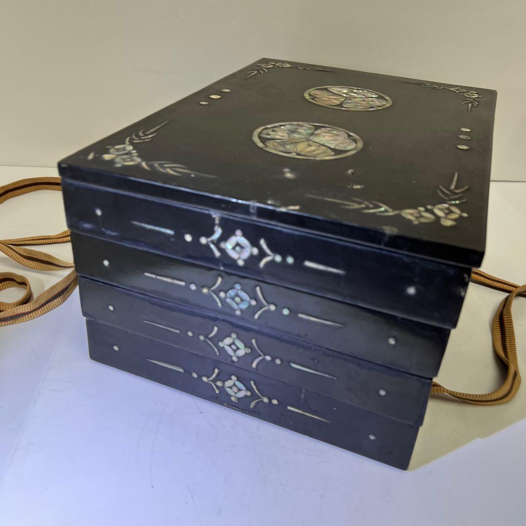 時代　木彫螺鈿印籠、宝石四段ケース　32×23×16㎝東Y8-02101F☆2F