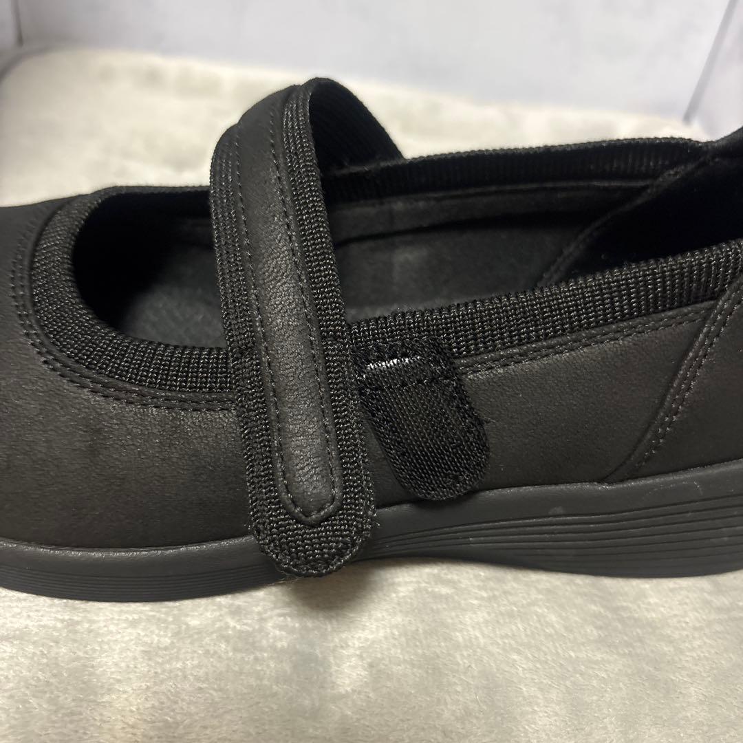 新品25スケッチャーズ黒バレエシューズメリージェーンストラップウェッジソール