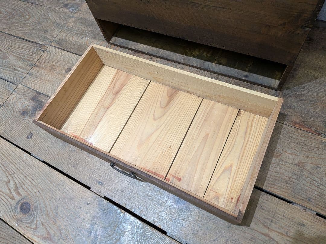 1123 ビンテージ　引き出し付き　収納箱　木箱　ケース　古家具　古道具　レトロ