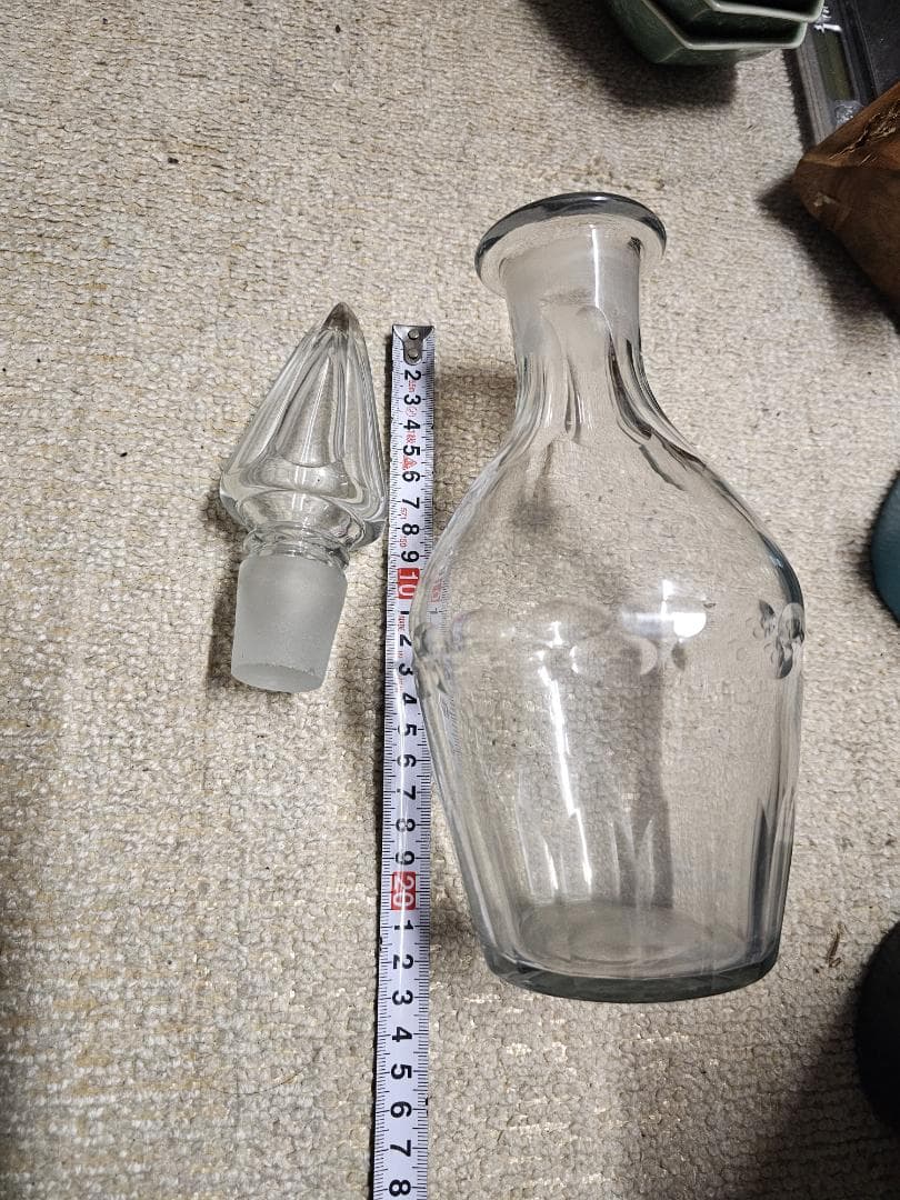 大正から戦前 ウランガラス デキャンタ カットガラス