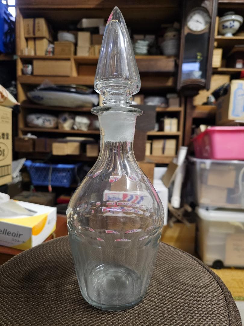 大正から戦前 ウランガラス デキャンタ カットガラス