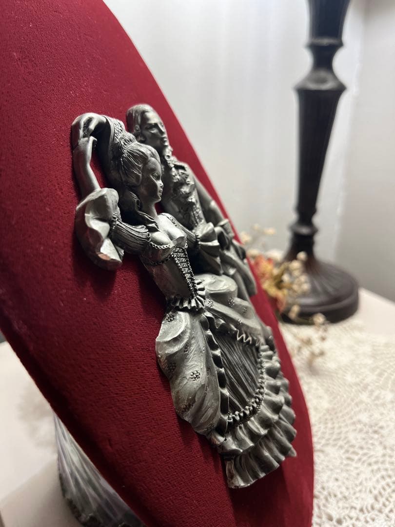 ◆フランスアンティーク｜手彫りピューター製E額壁掛け手作り置物王妃姫パリ貴族