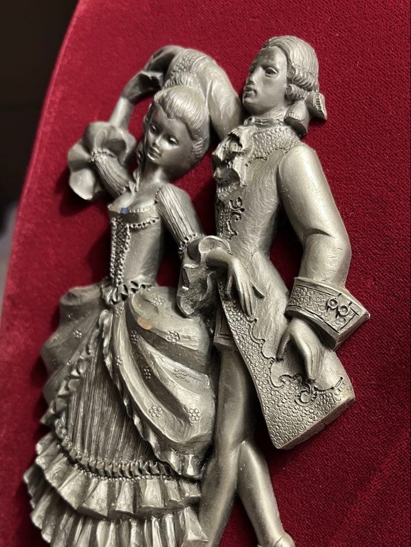 ◆フランスアンティーク｜手彫りピューター製E額壁掛け手作り置物王妃姫パリ貴族