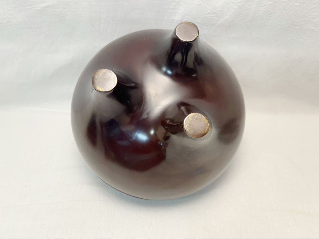 美品 茶道具 菊地政光作 唐銅朝鮮風炉 真形釜添 釜印 野々田電熱器付