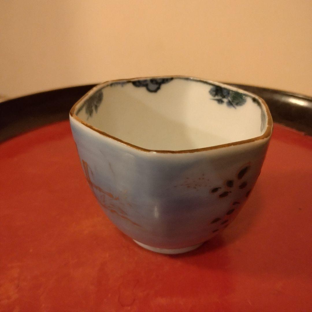 古伊万里　瑠璃釉 うさぎ紋　猪口　ぐい呑み