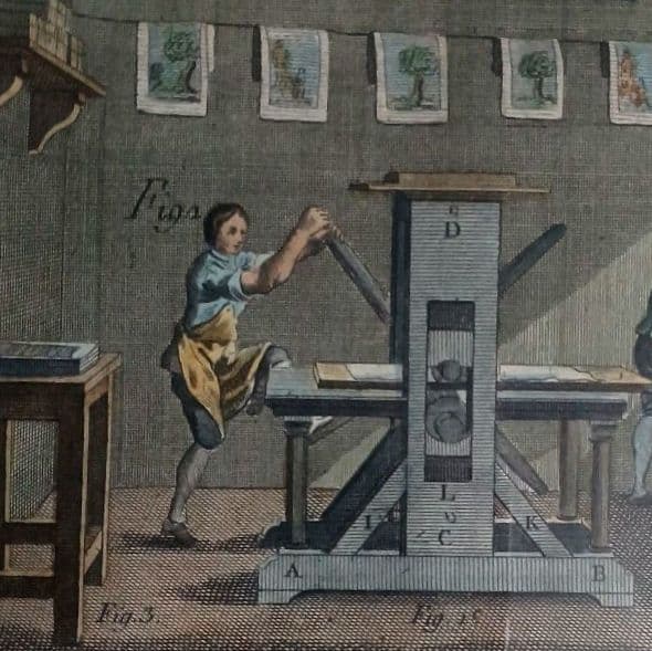 お値下げ　額装品　古典版画　18世紀　ディドロー　百科全書　「銅版印刷」　極美品