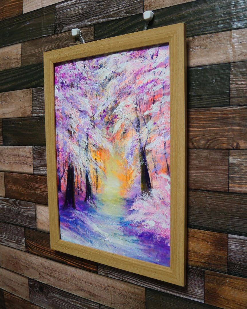 油絵 絵画 【冬の朝日】