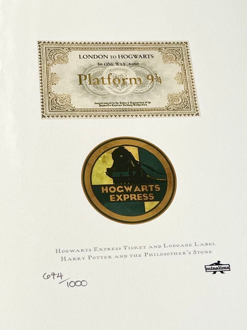 ハリーポッター　ミナリマアートプリント　ボグワーツ特急チケット　荷物ラベル　レア