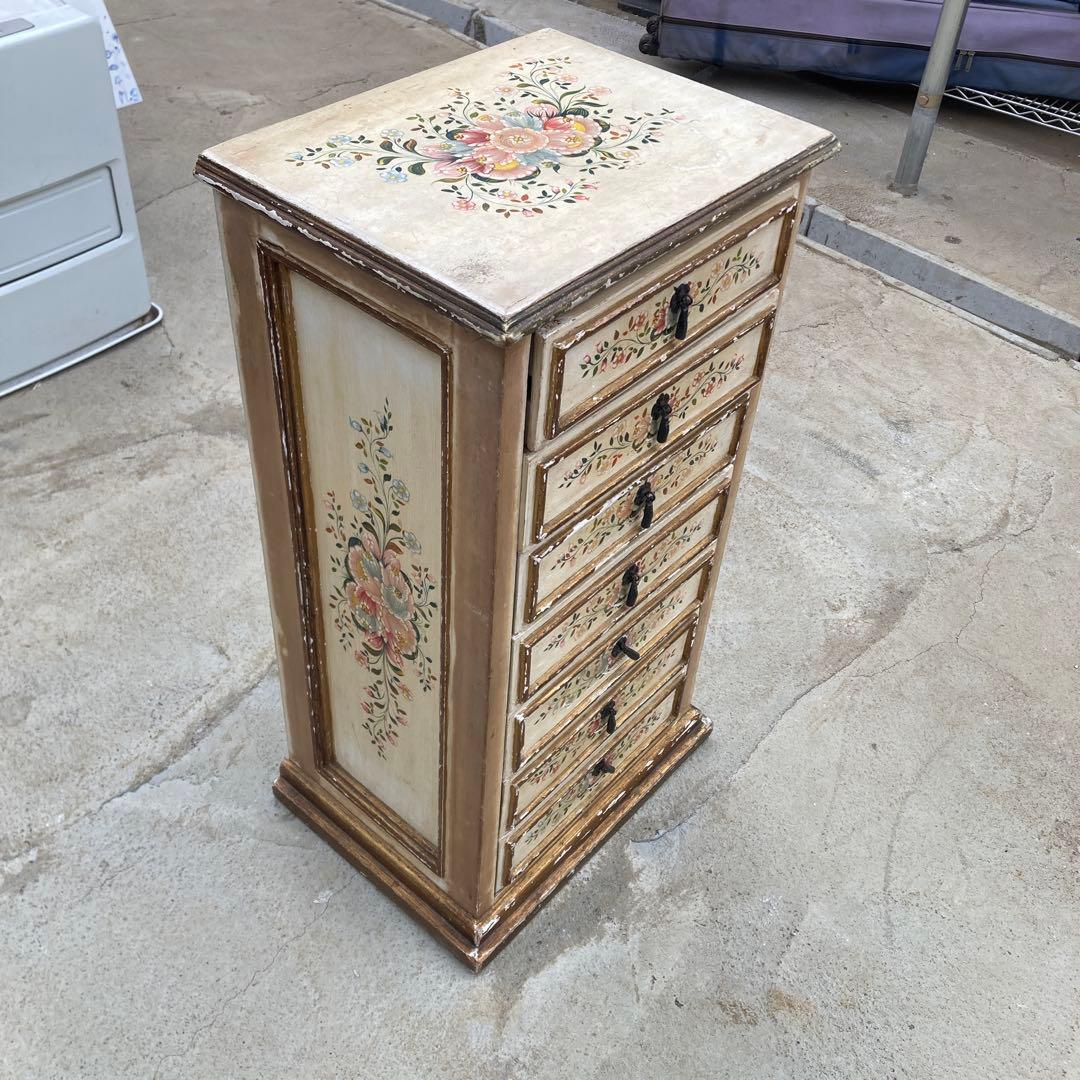 n*2様 西洋 古家具 チェスト 7段 花柄 イタリア製 アンティーク