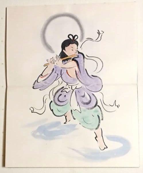 槙岡芦平（槙岡鬼佛の実子)の大津絵画帖手書きサイン入り（肉筆19図柄)昭和期
