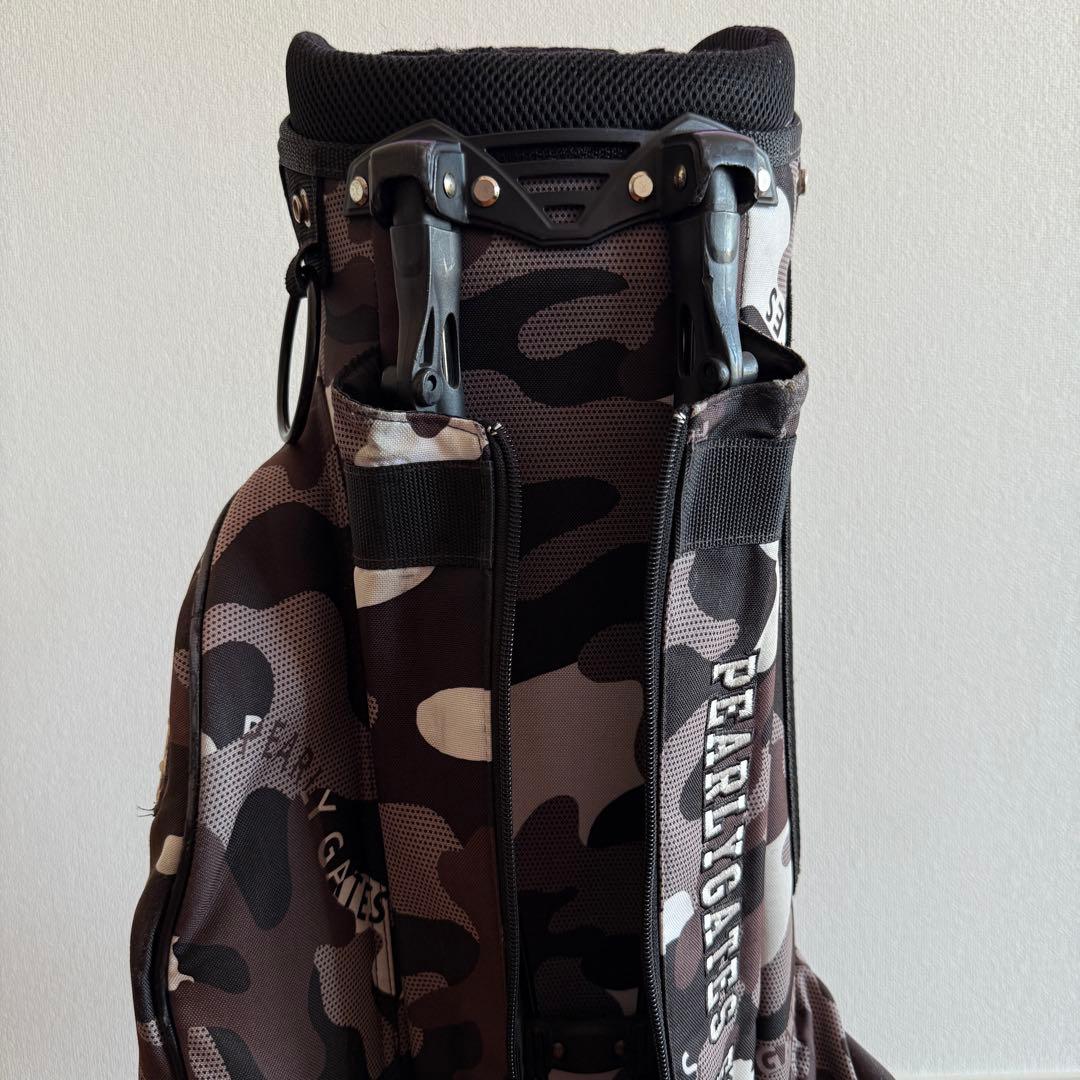 パーリーゲイツ　キャディバッグ　迷彩　カモフラ　ショルダー式　スタンド式　黒　白