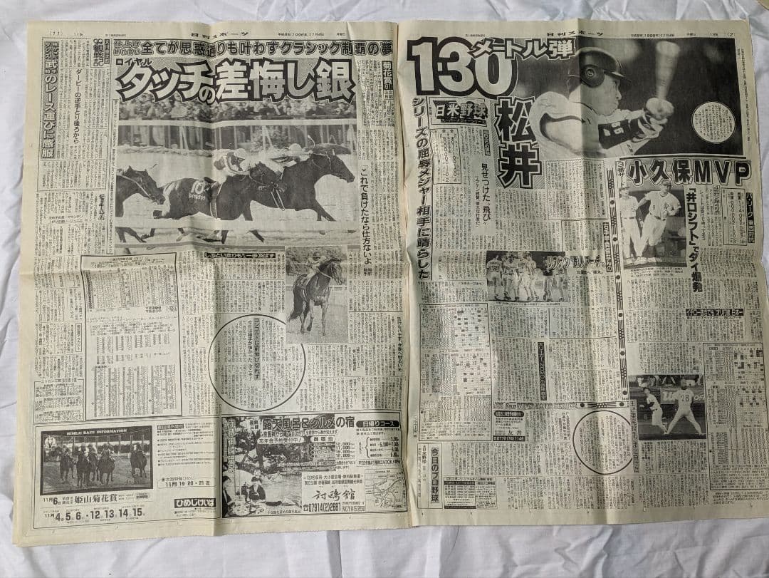 ダンスインザダーク　武豊　菊花賞　競走馬　写真パネル　額縁入り　スポーツ新聞付き