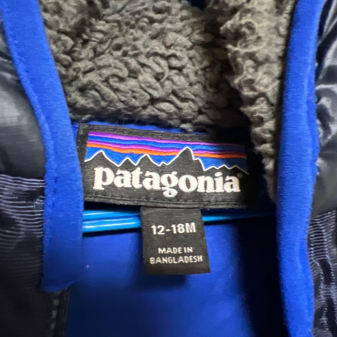 patagonia フード付きダウンオールインワン 12-18M ネイビー
