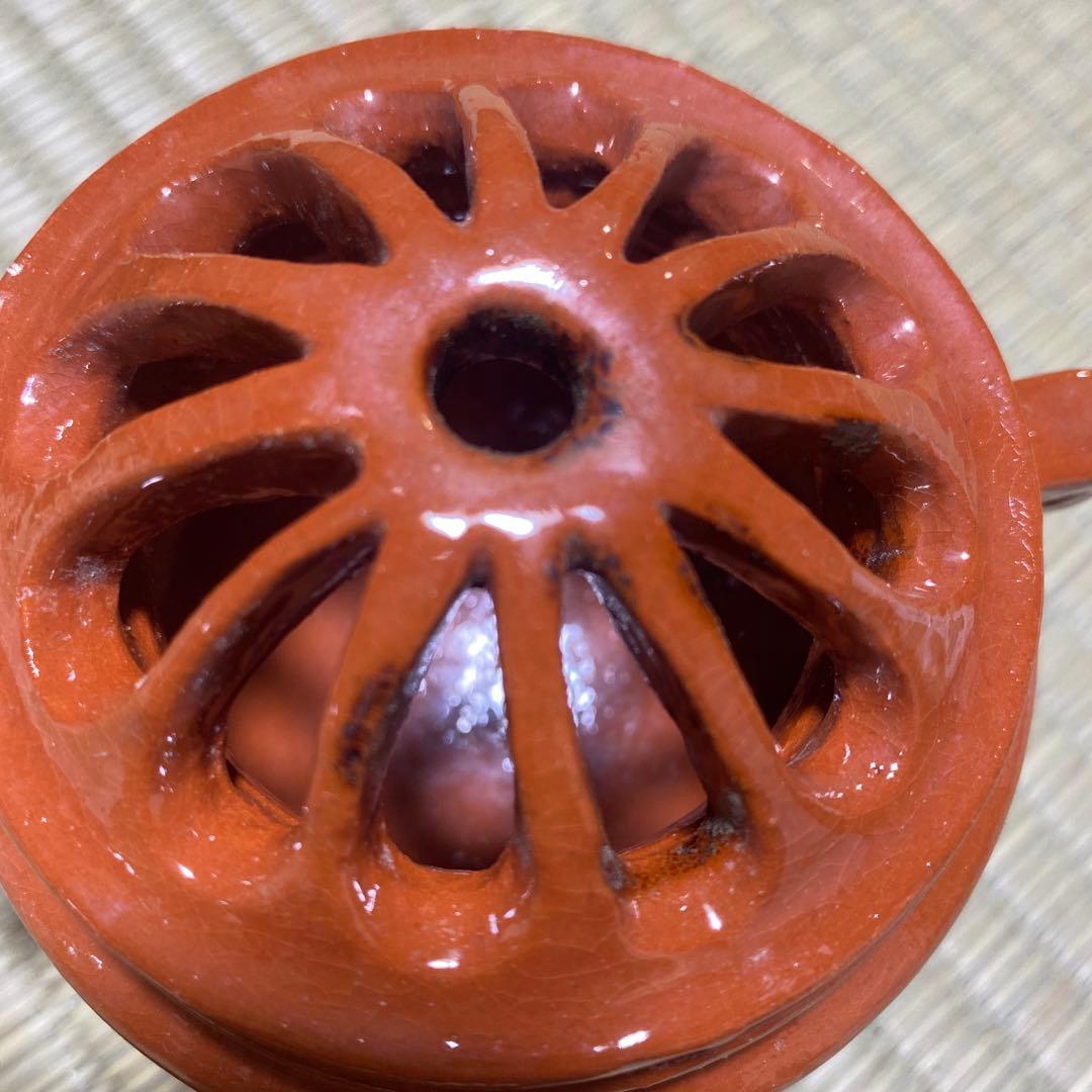 茶道具　楽焼　和楽　赤　三具足