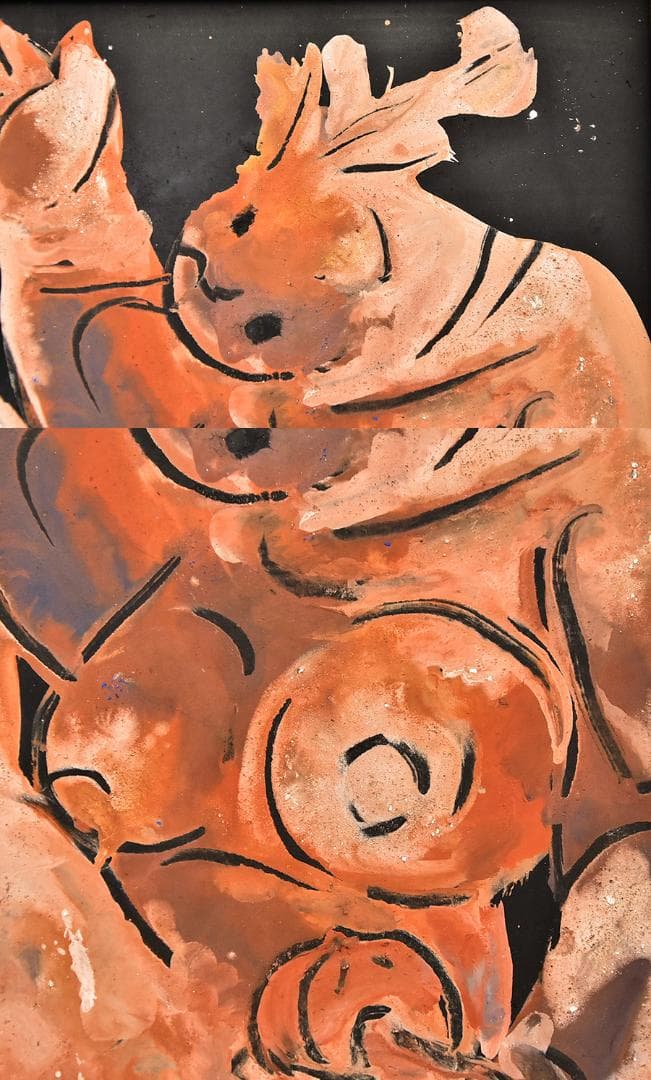 [ 真作 ] 篁牛人 画 水彩画 裸婦 肉筆 額装 8号 縦35cm 横37cm