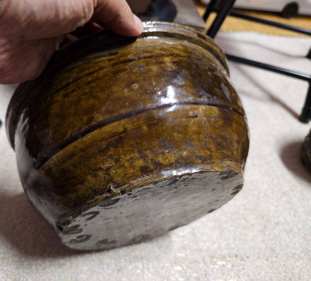 叩き黒唐津 水差し 貝伏目跡 お茶道具 古唐津