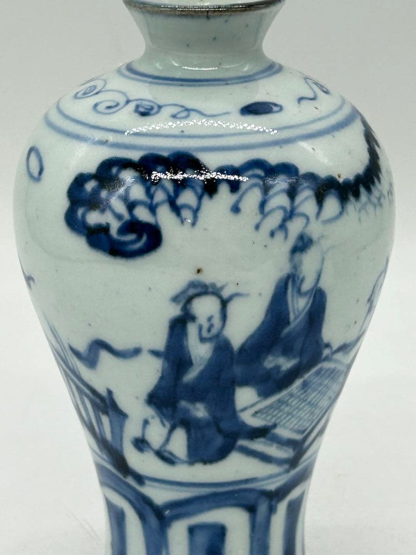 中国　染付　人物紋瓶　送料込み0711