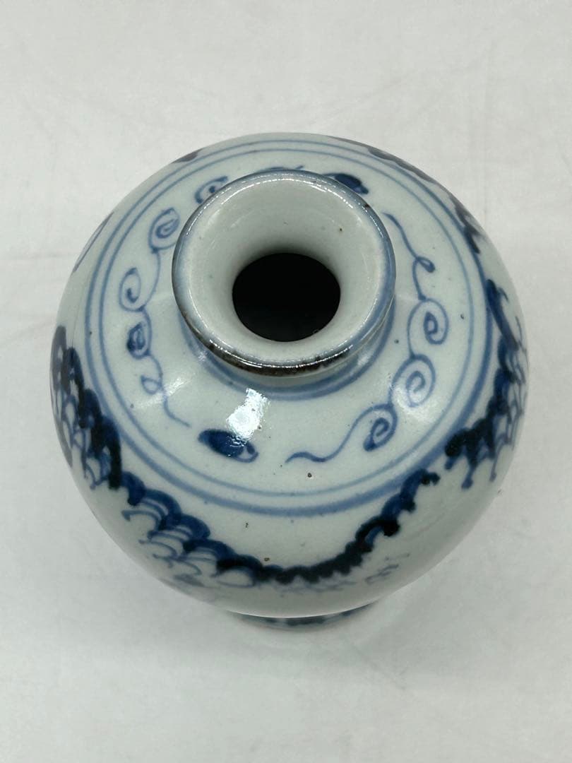 中国　染付　人物紋瓶　送料込み0711