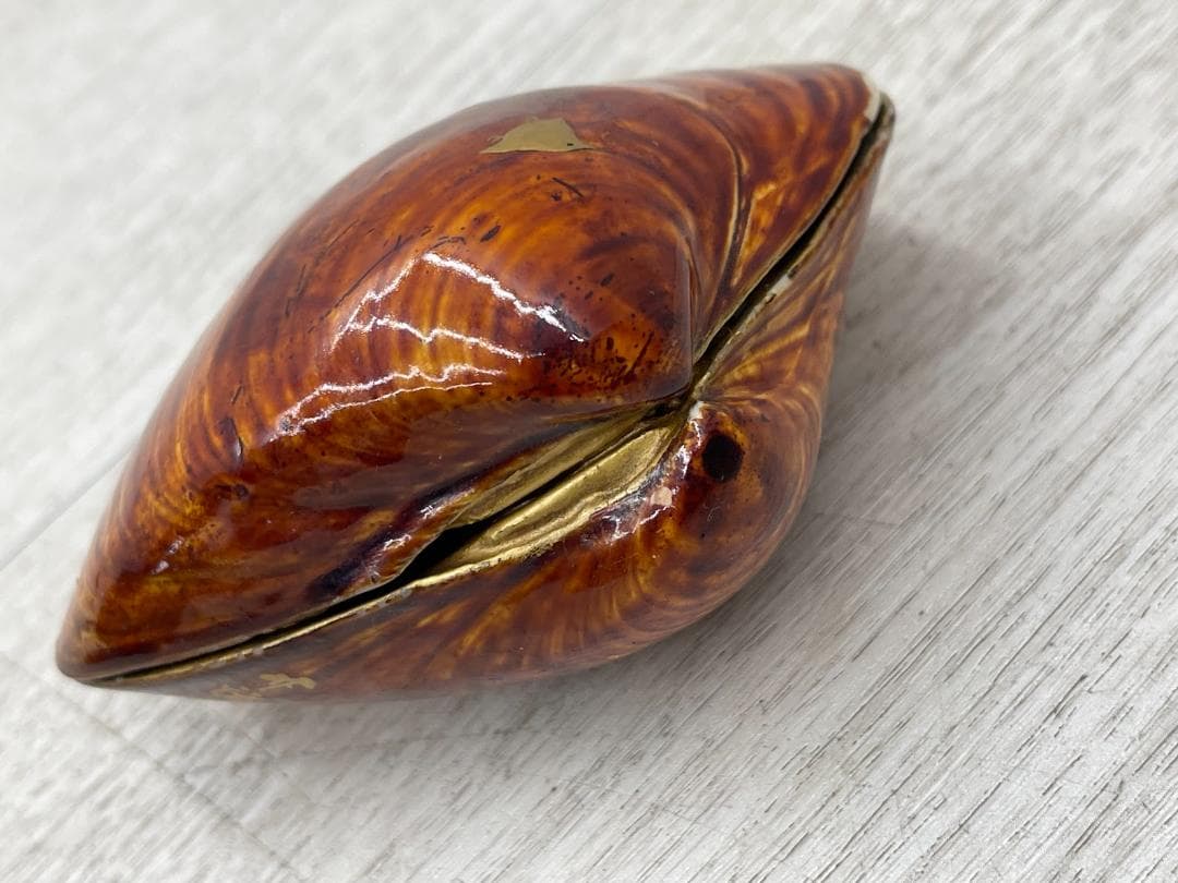 未使用 蛤 香合 蒔絵付 茶道具 内金 共箱 波 松 鳥 抹香 練香