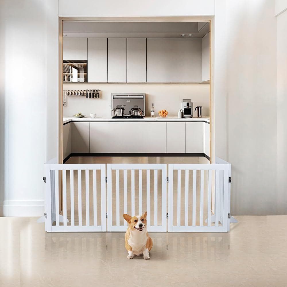 unipaws ペットゲート 木製 折りたたみ式 最大幅241cm 高さ61cm