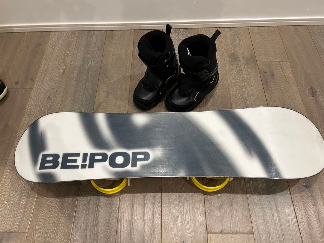 【子供用】スノーボード ビンディング ホワイト/ブルー/イエロー 3点セット