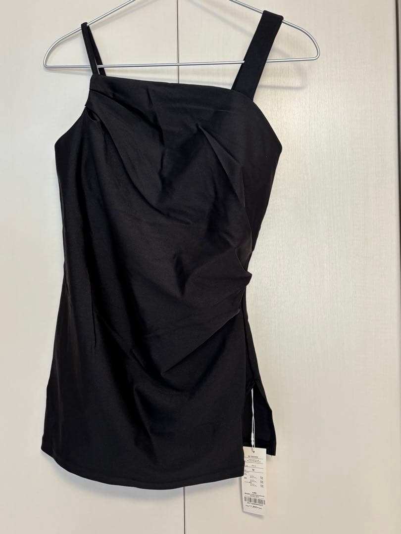 SUKALA シャインストレッチアシンメトリーチュニックM ブラック