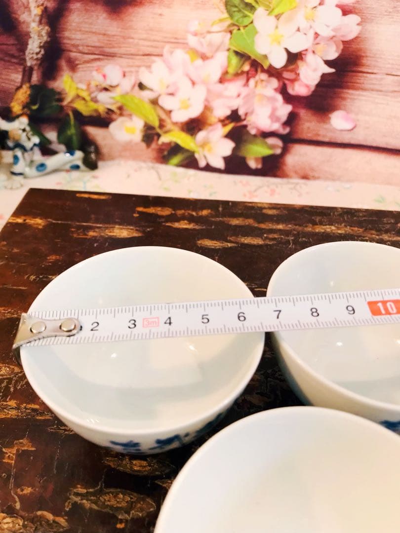 京焼染付寶瓶/ 湯冷/茶碗6点揃い　田能村直入 / 画 | 明治-19世紀頃