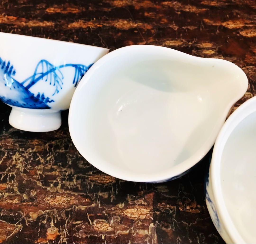 京焼染付寶瓶/ 湯冷/茶碗6点揃い　田能村直入 / 画 | 明治-19世紀頃