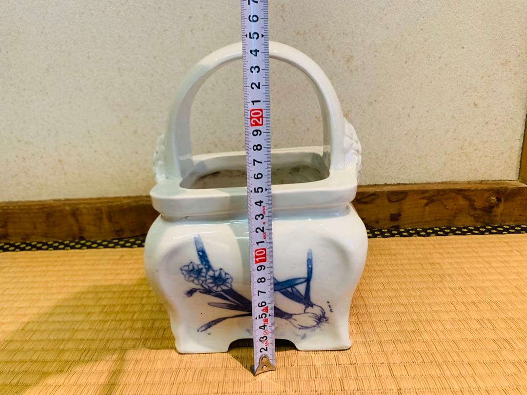 火鉢　2個セット　手提げ火鉢　鬼獅子火鉢　染付　骨董　アンティーク　インテリア