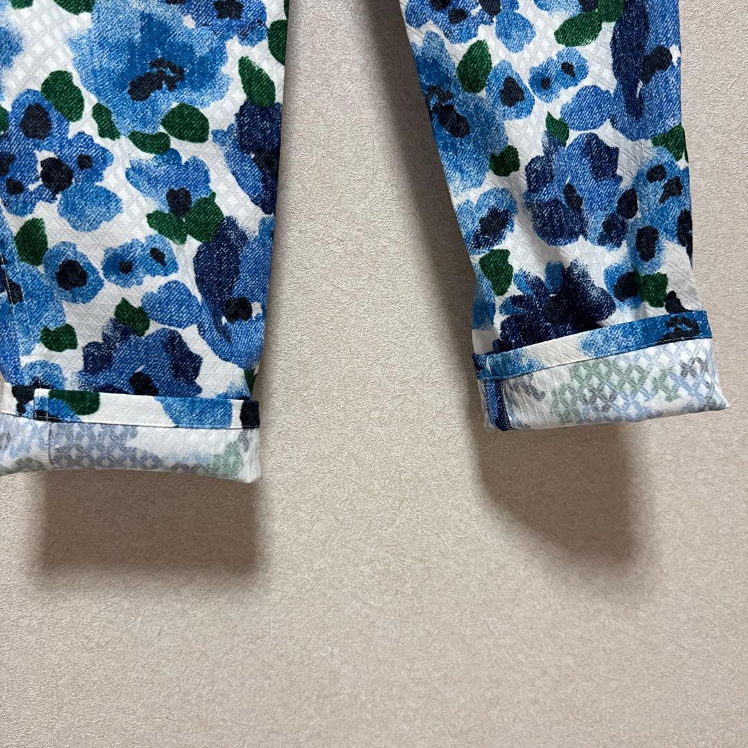 【新品タグ付】adabatアダバット・ゴルフパンツ　花柄ブルー　総柄　M