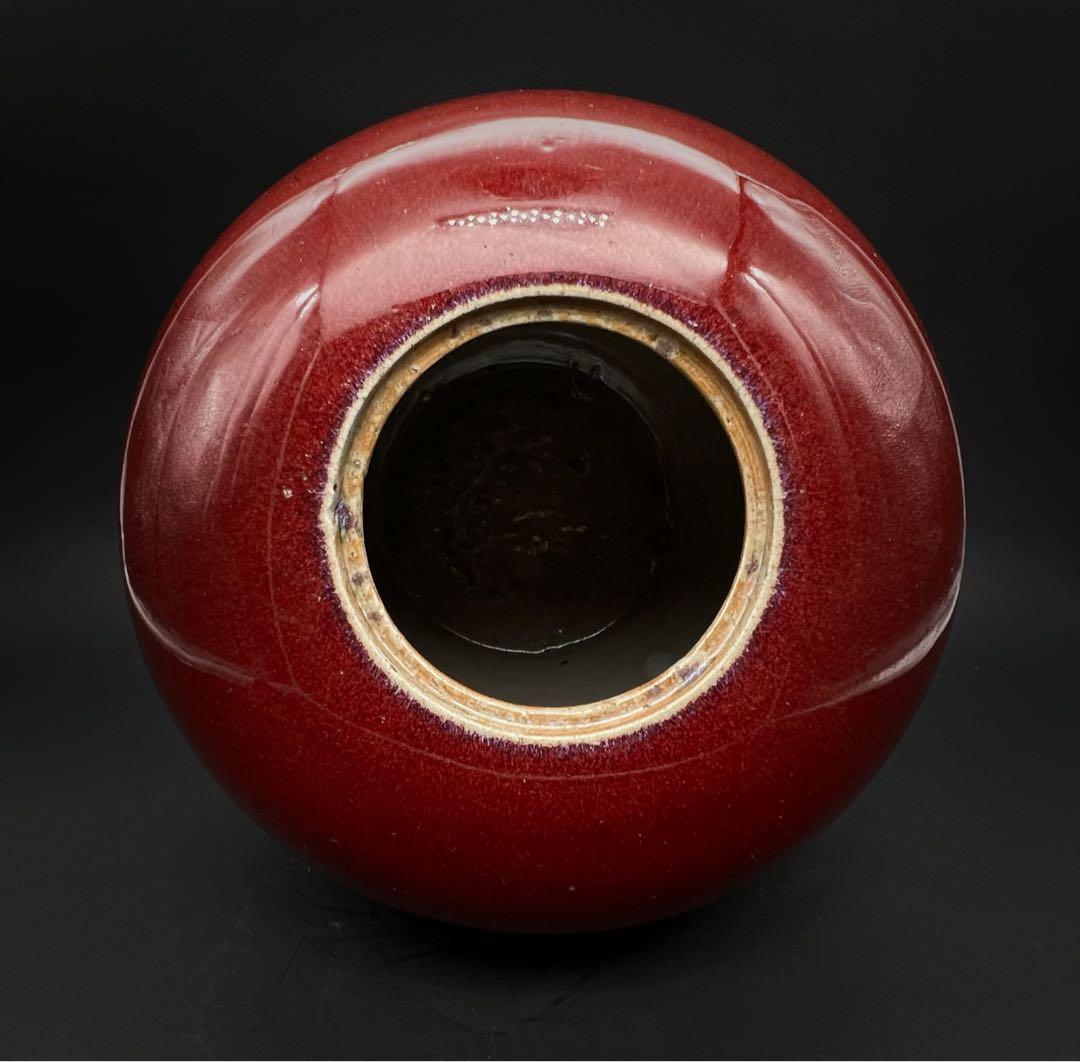 中国美術 古玩 紅釉壺 置物