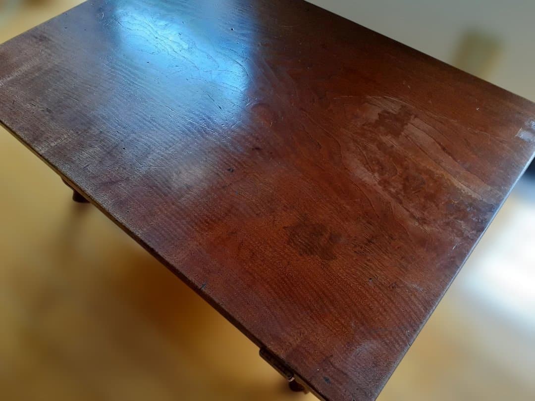 ろくろ脚木製文机 テーブル 引き出し付き 古家具 アンティーク レトロ