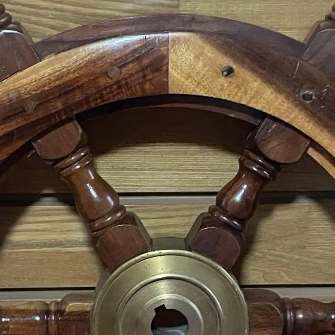 レトロ　船 舵 かじ インテリア　お洒落　バー レストラン　木製　約60cm