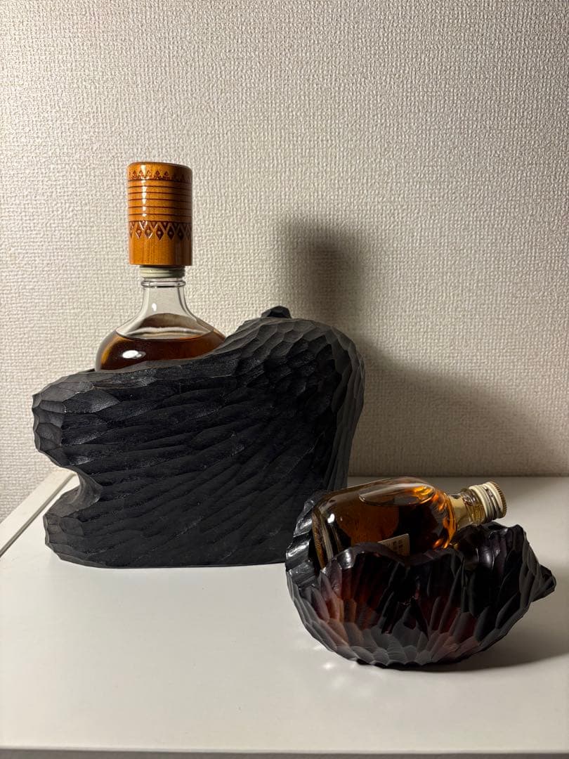 ニッカ G&G 熊の置物 木彫り 親子セット ウイスキー特級