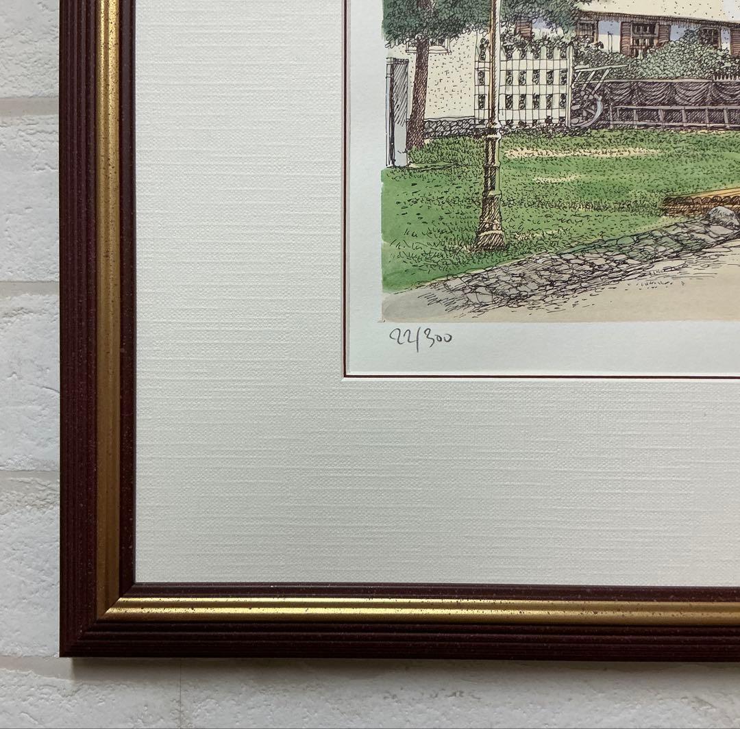 絵画、版画、リトグラフ、織田義郎、ドイツ、ハレンベルク、木組の家、街並み、風景画