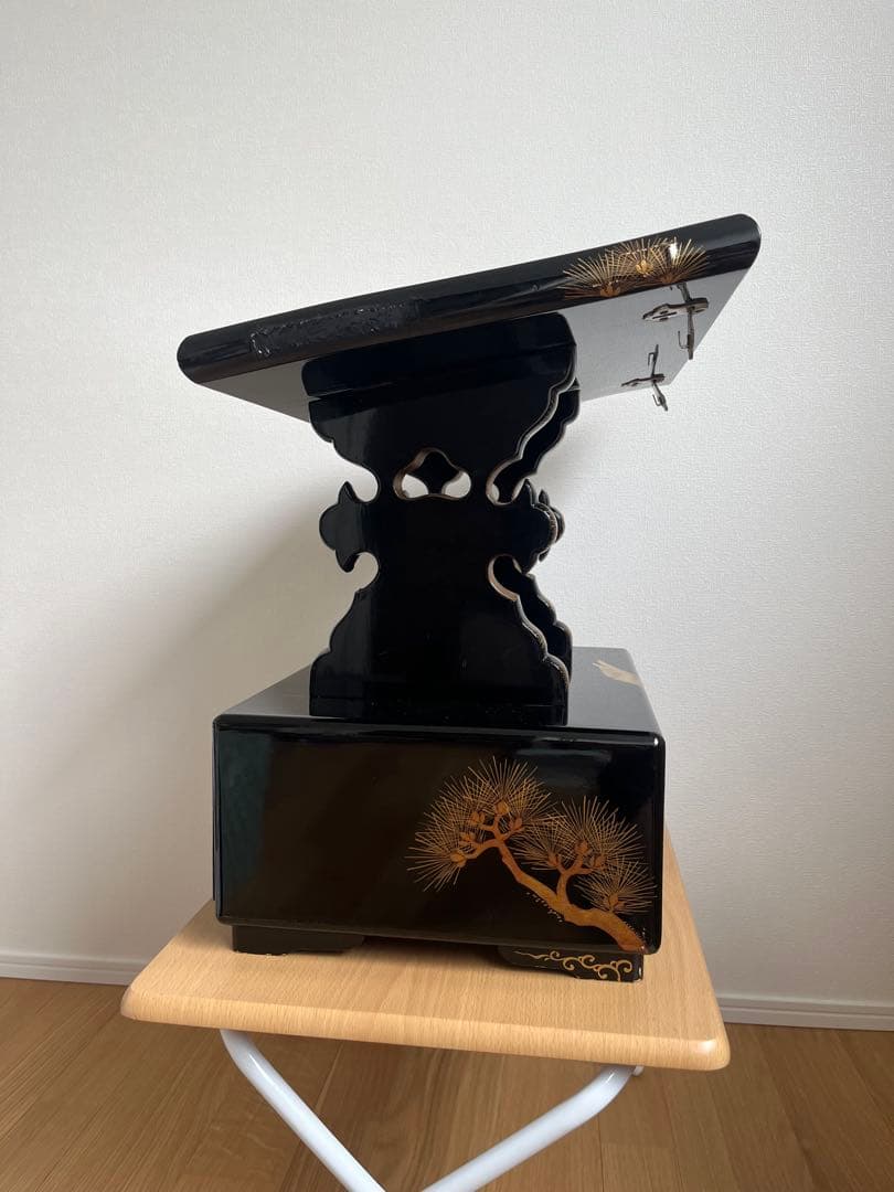 義太夫見台　松に鷹　蒔絵　浄瑠璃　人形浄瑠璃